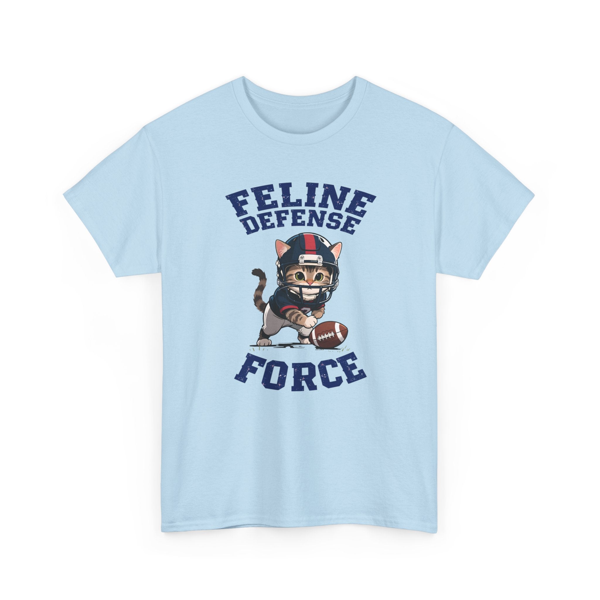 Feline Defense Force T-Shirt — Cute Football Cat Tee for Cat Lovers & Sports Fans