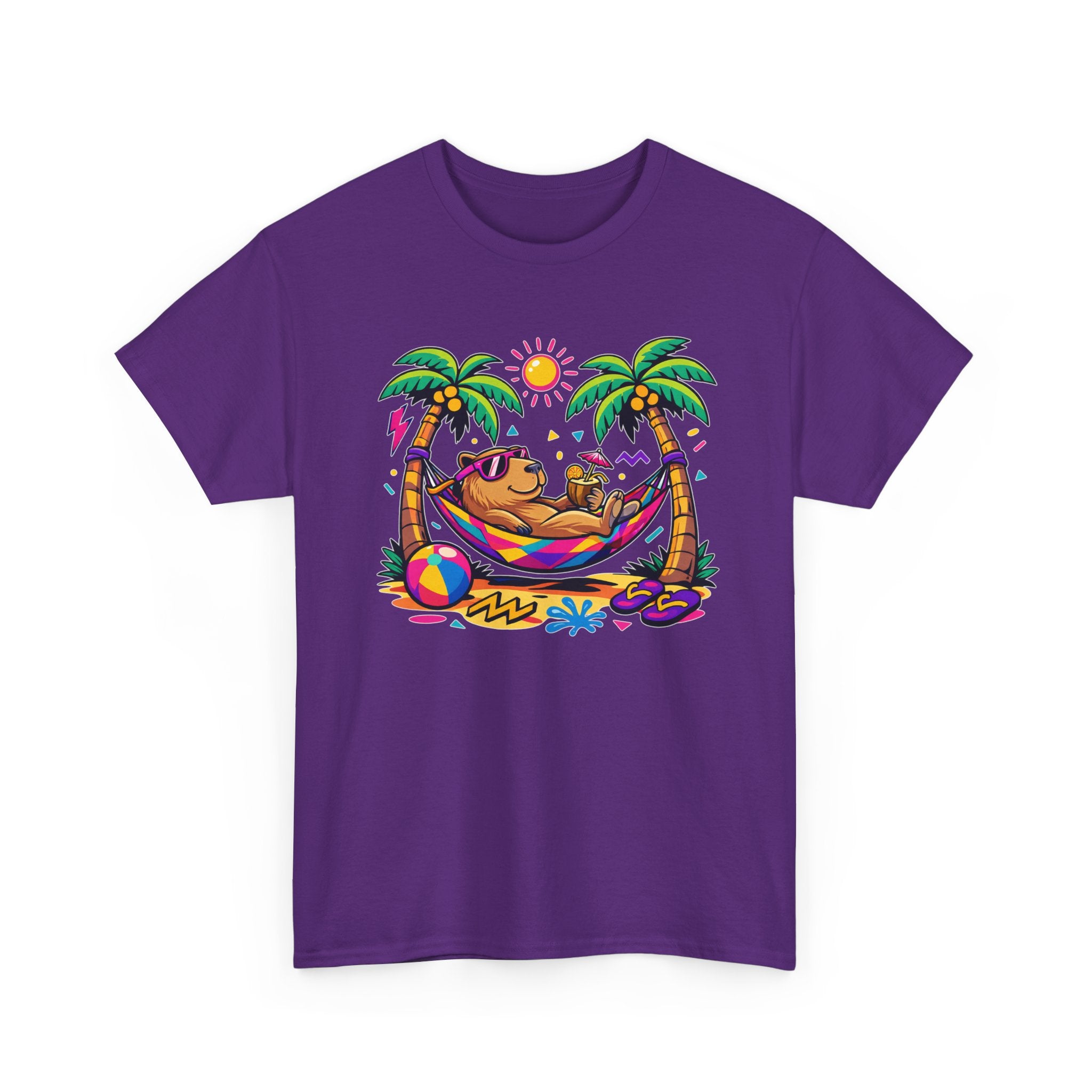 Beach Capybara Hammock T‑Shirt — Tropical Summer Vibes Graphic Tee