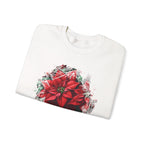 Poinsettia Wreath Crewneck Sweatshirt — Holiday Floral Christmas Sweater