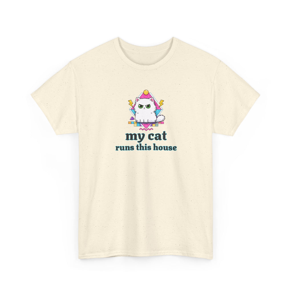 My Cat Runs This House T-Shirt — Cute Cat Graphic Tee for Cat Lovers