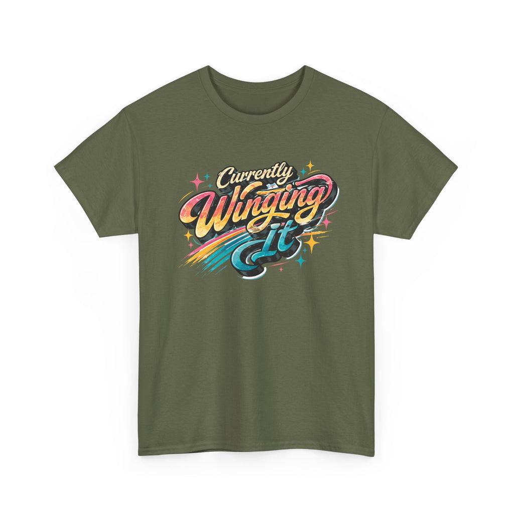 Currently Winging It Graphic Tee — Retro Script Casual Shirt
