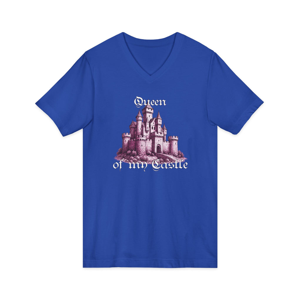 Fairytale Castle V-Neck Tee — 'Queen of My Castle' Vintage Castle Graphic