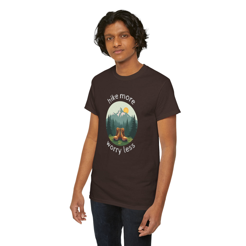 Hike More Worry Less T-Shirt — Nature Hiking Graphic Tee