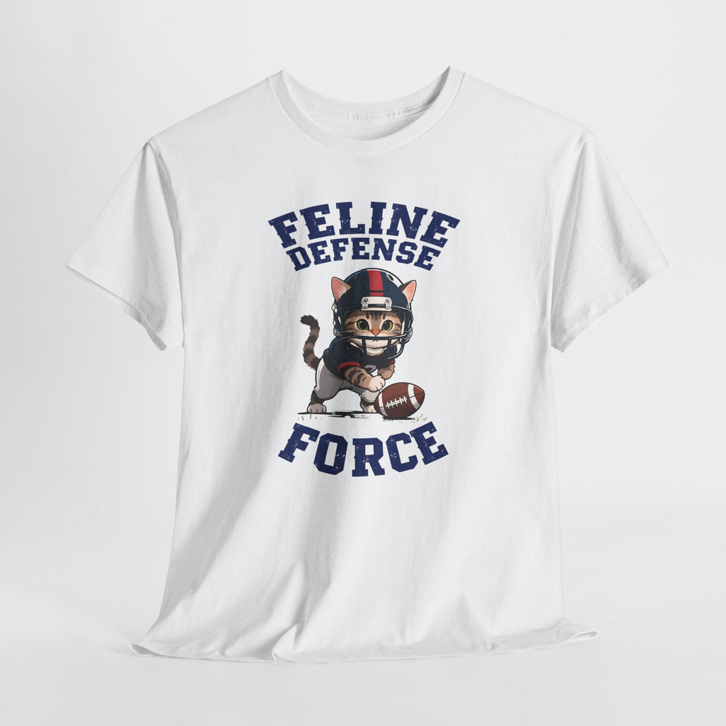 Feline Defense Force T-Shirt — Cute Football Cat Tee for Cat Lovers & Sports Fans