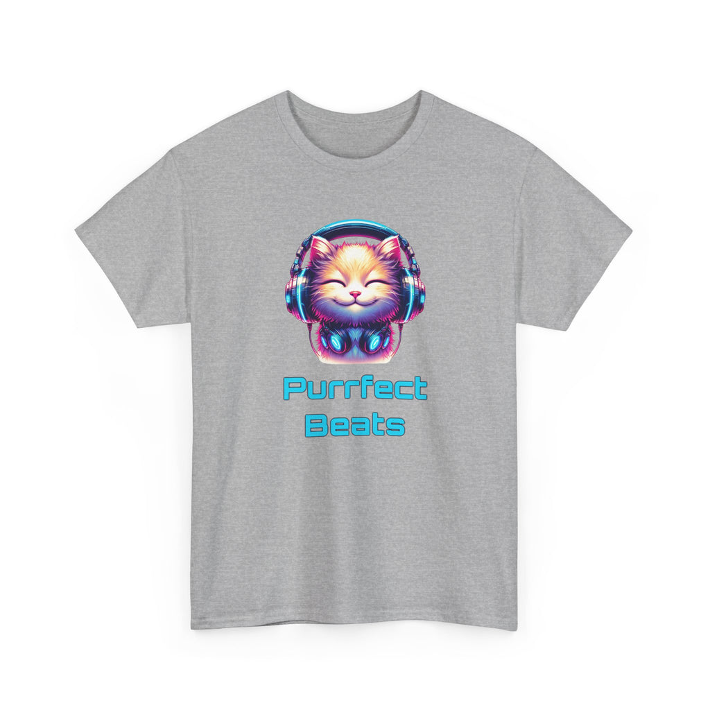 T-Shirt — "Purrfect Beats" Cat DJ Graphic Tee