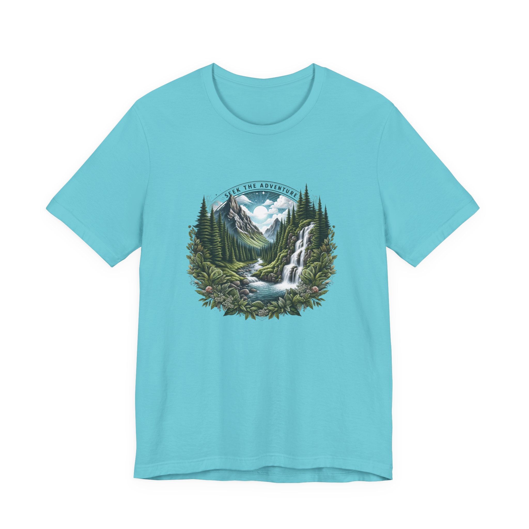 Nature Adventure T-Shirt — Mountain Waterfall Forest Graphic Tee