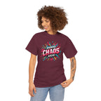 Chaos Ahead Graphic Tee — Warning! Colorful Explosion Design