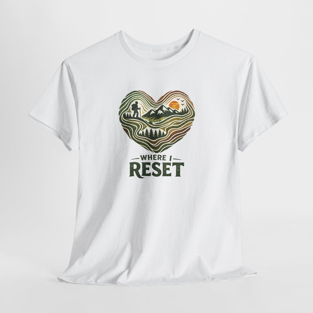 Where I Reset Tee — Nature Heart Hiking T‑Shirt