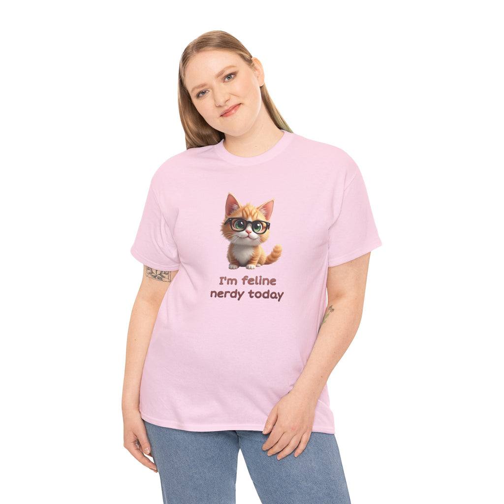 Cat Nerd T-Shirt — “I’m Feline Nerdy Today” Cute Kitty Graphic Tee