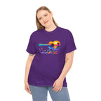 Guitar Sunset T-Shirt — Retro Tropical Sunrise Music Tee