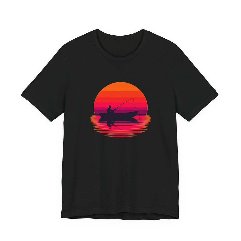Fishing Sunset T‑Shirt — Retro Sunset Fisherman Boat Tee