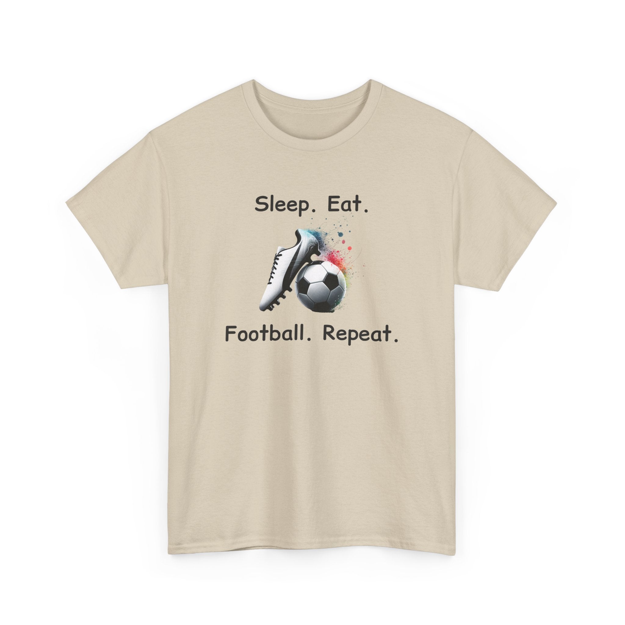Football Soccer T-Shirt — "Sleep. Eat. Football. Repeat." Youth & Adult Crew Tee