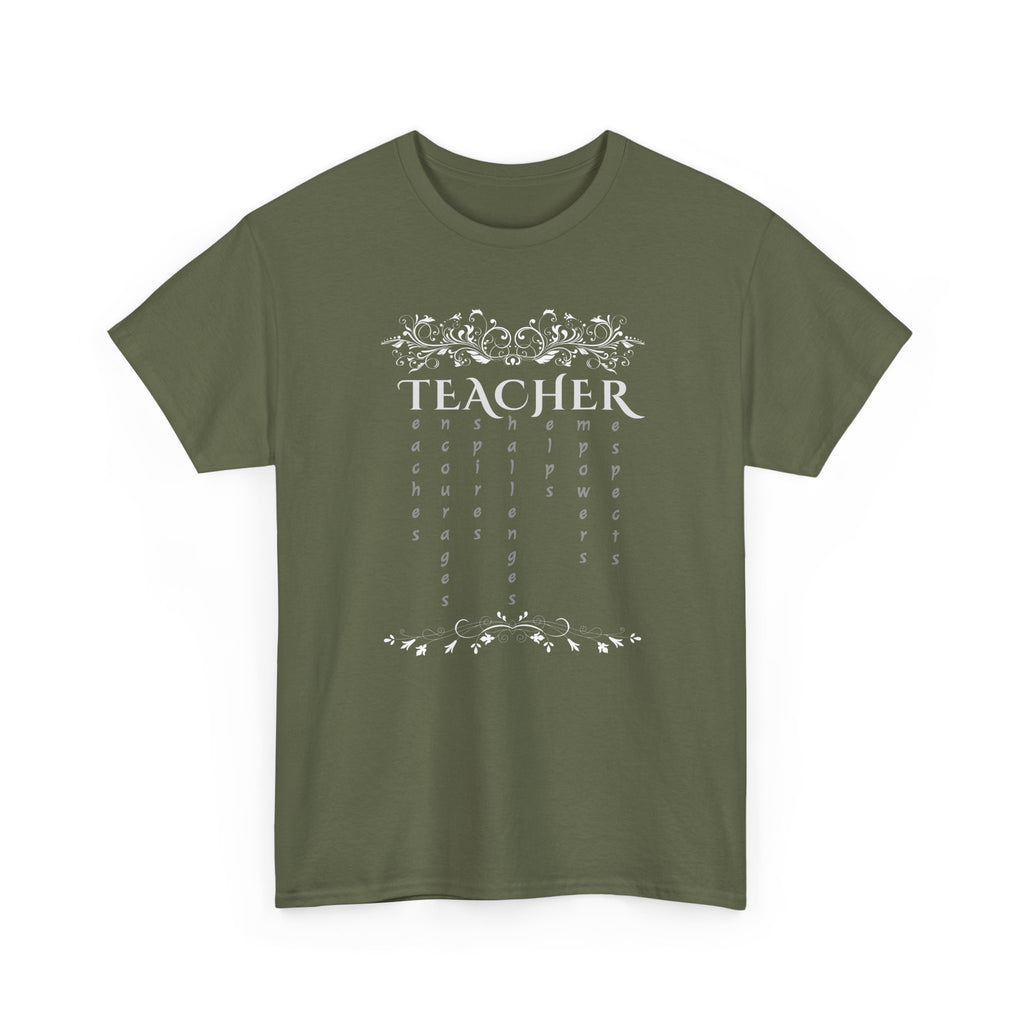 Teacher Floral Rain T-Shirt — Elegant Teacher Appreciation Tee