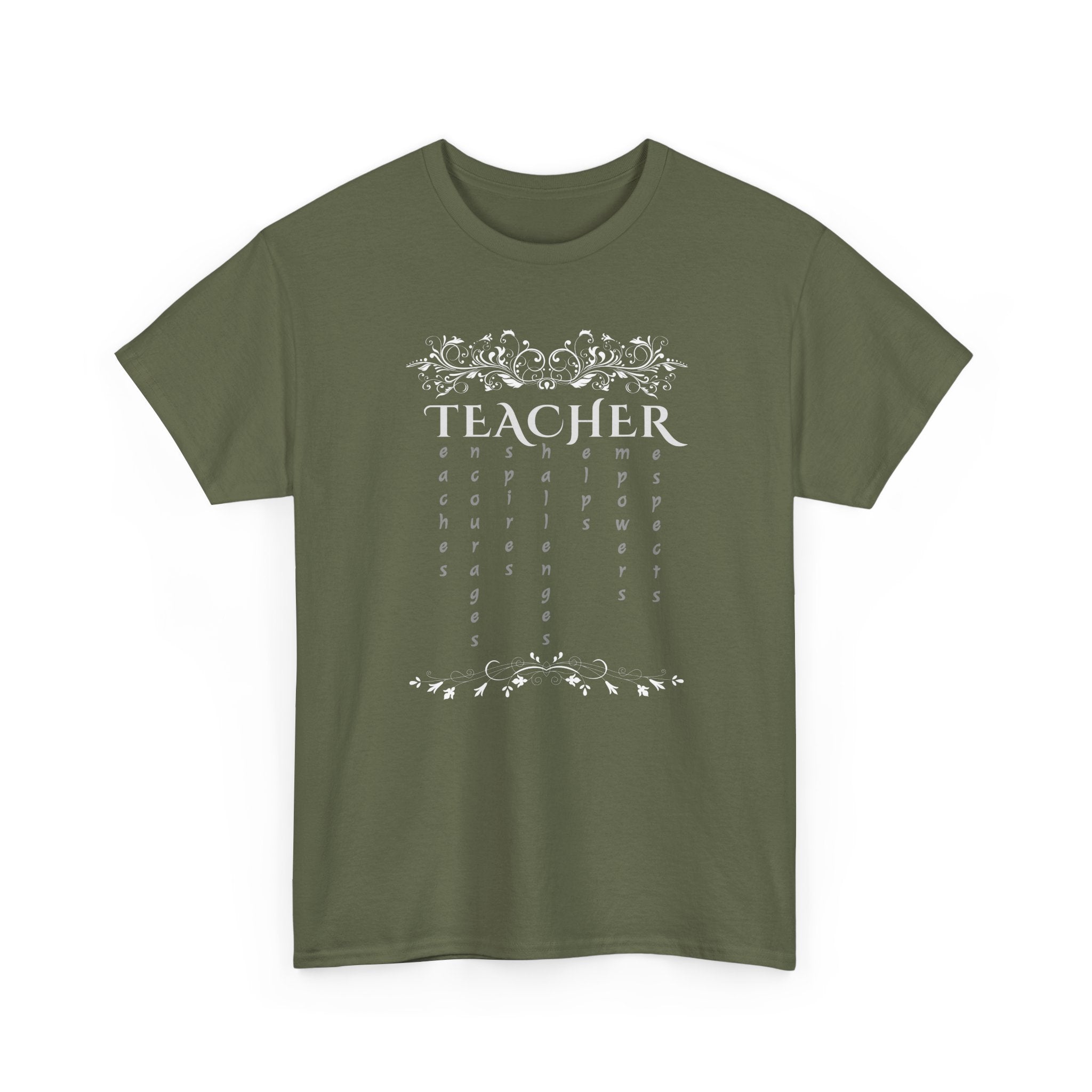 Teacher Floral Rain T-Shirt — Elegant Teacher Appreciation Tee