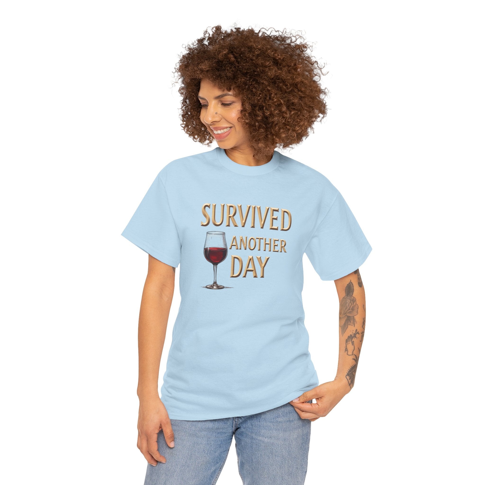 Survived Another Day Wine T-Shirt — Funny Wine Lover Tee