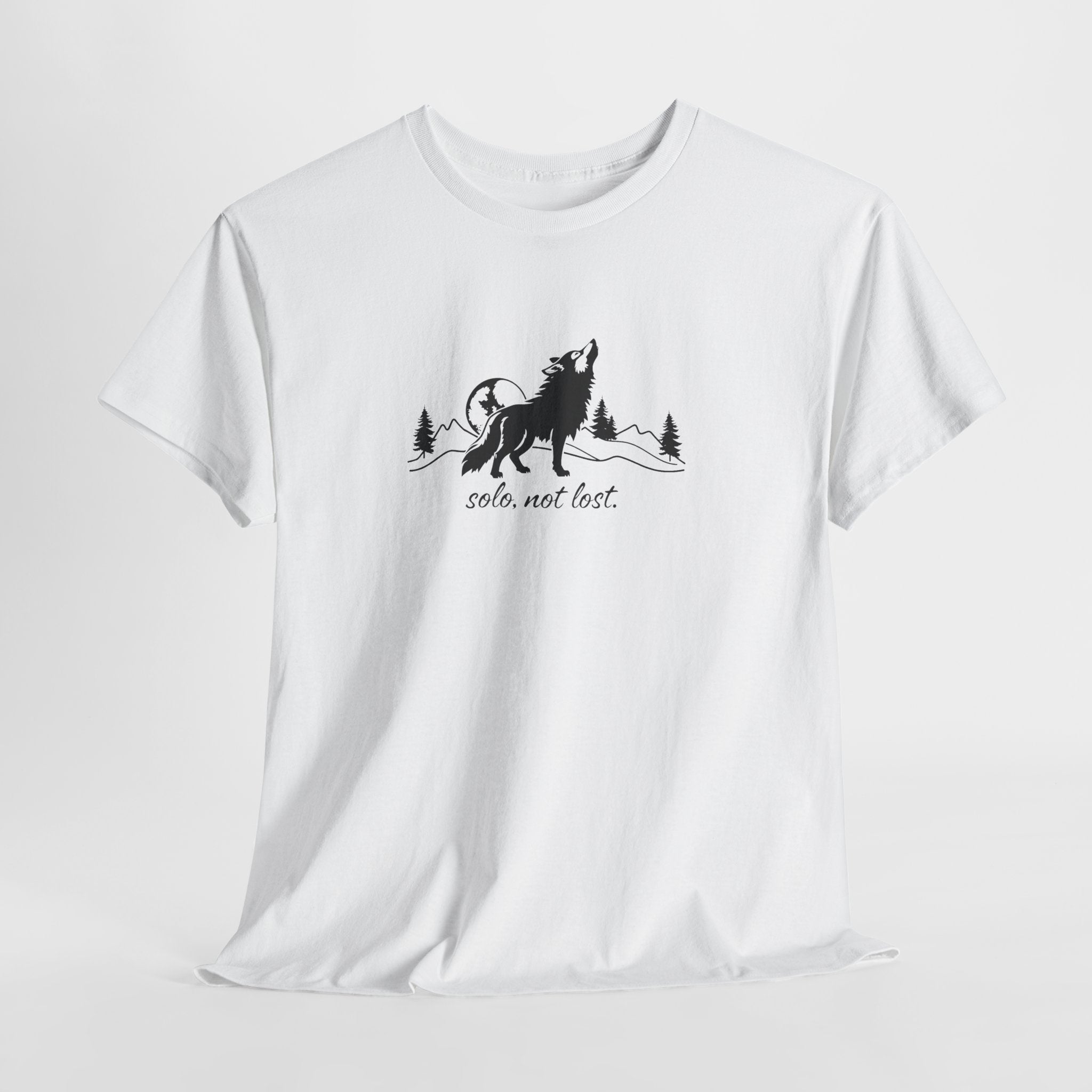 Howling Wolf T-Shirt — 'Solo, Not Lost' Mountain Graphic Tee