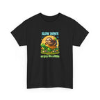Slow Down Turtle Sloth & Snail V-Neck Tee — "Enjoy Life a Little" Relaxed Graphic Shirt