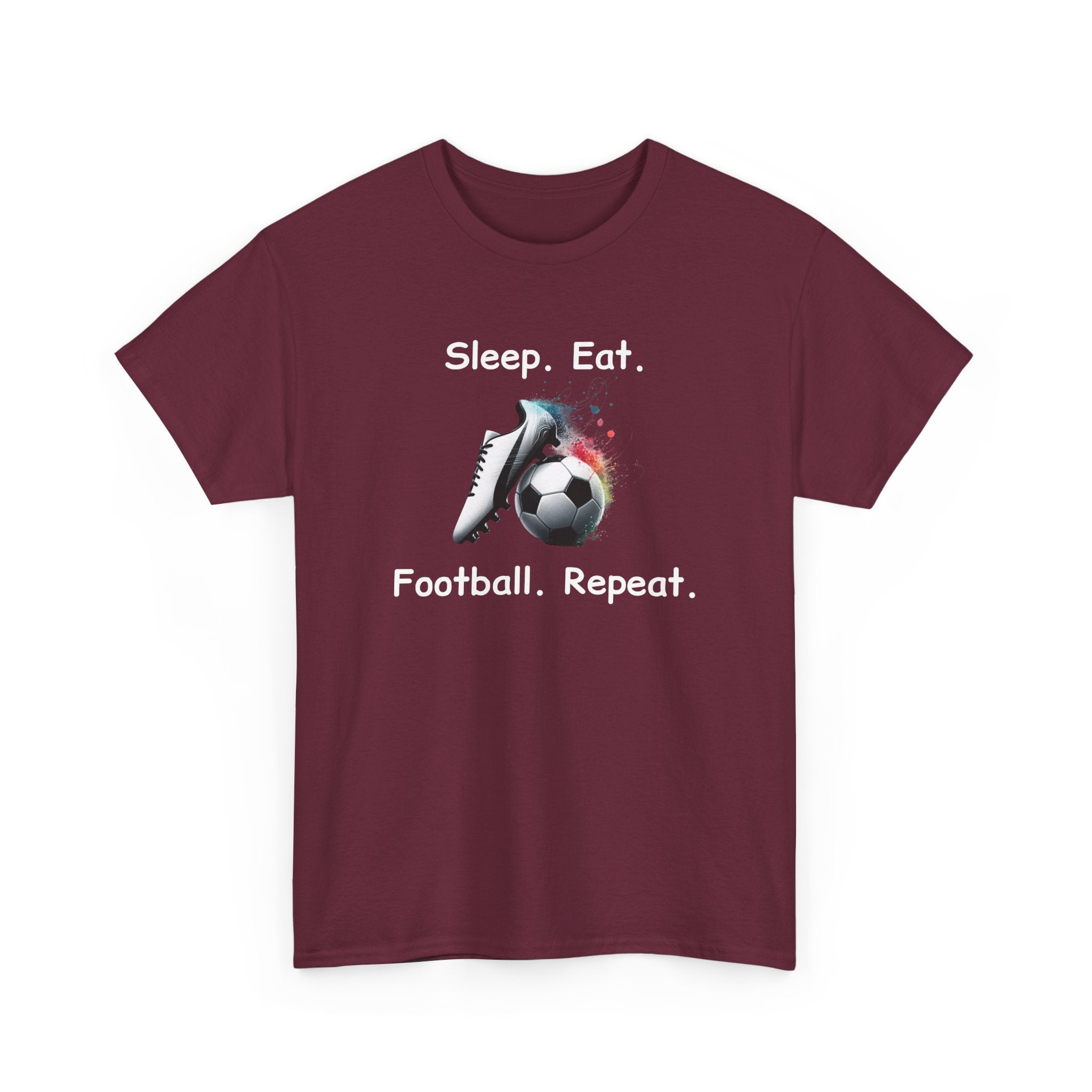 Football Soccer T-Shirt — "Sleep. Eat. Football. Repeat." Youth & Adult Crew Tee