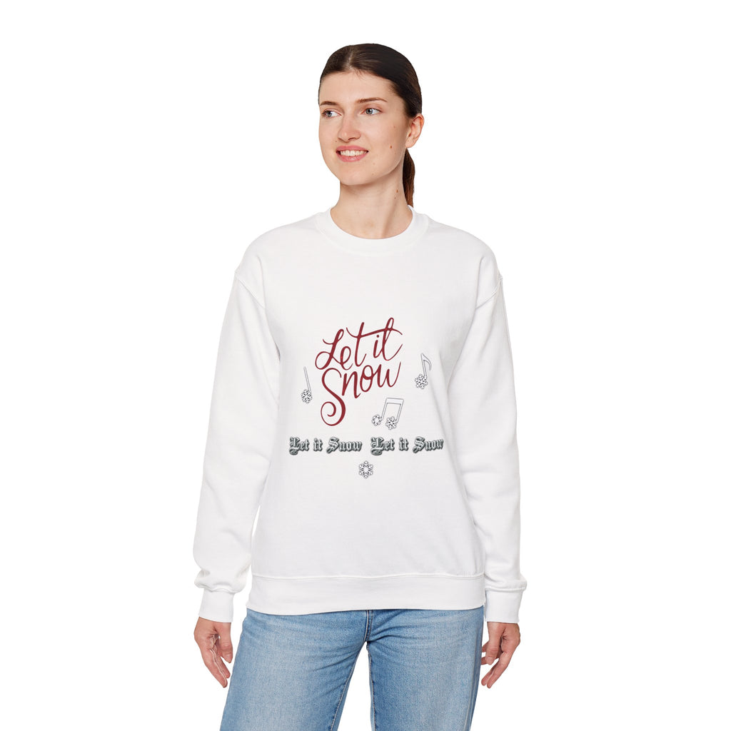 Let It Snow Crewneck Sweatshirt — Cozy Holiday Sweatshirt with Musical Snowflake Design