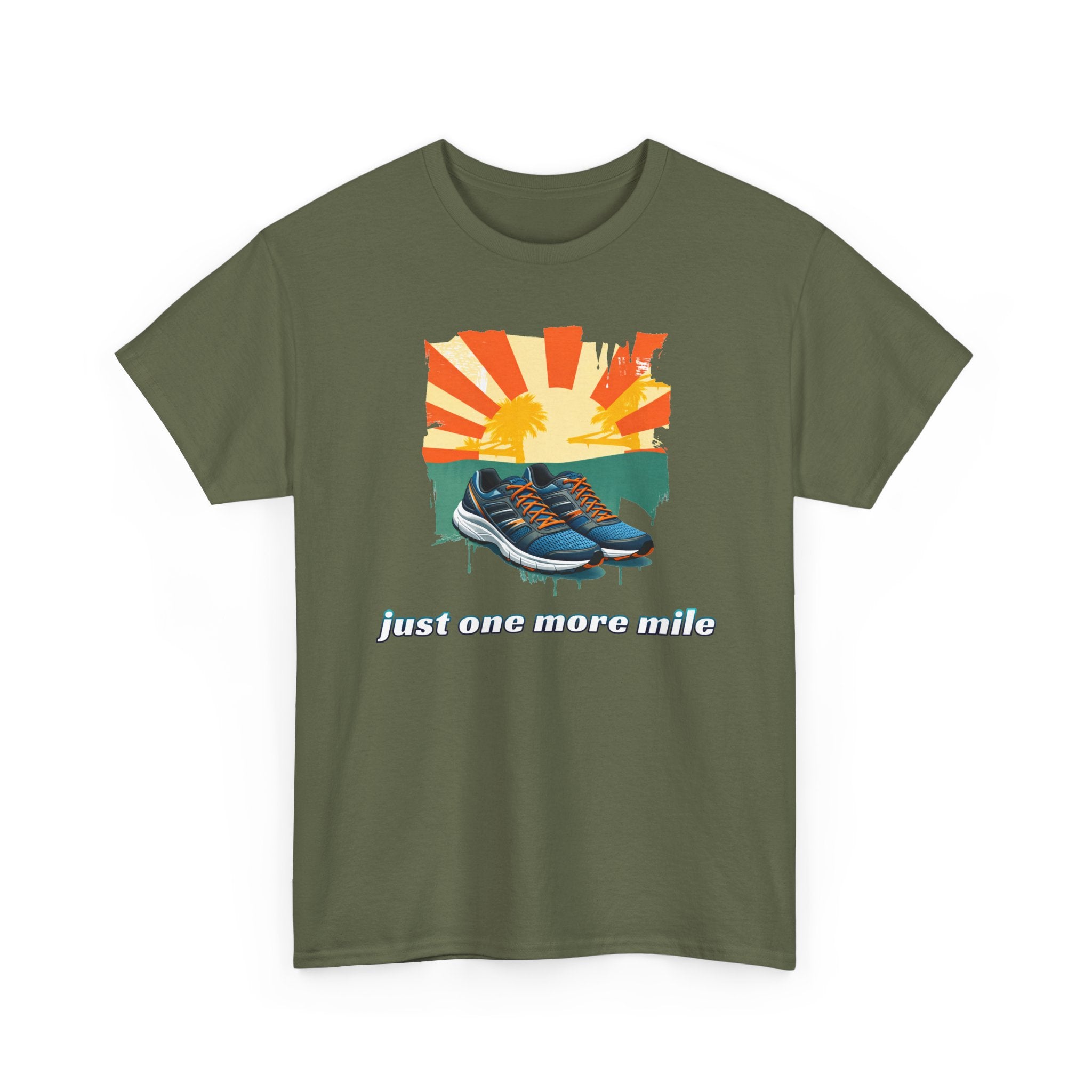 Running Tee — "Just One More Mile" Sunrise Graphic Shirt