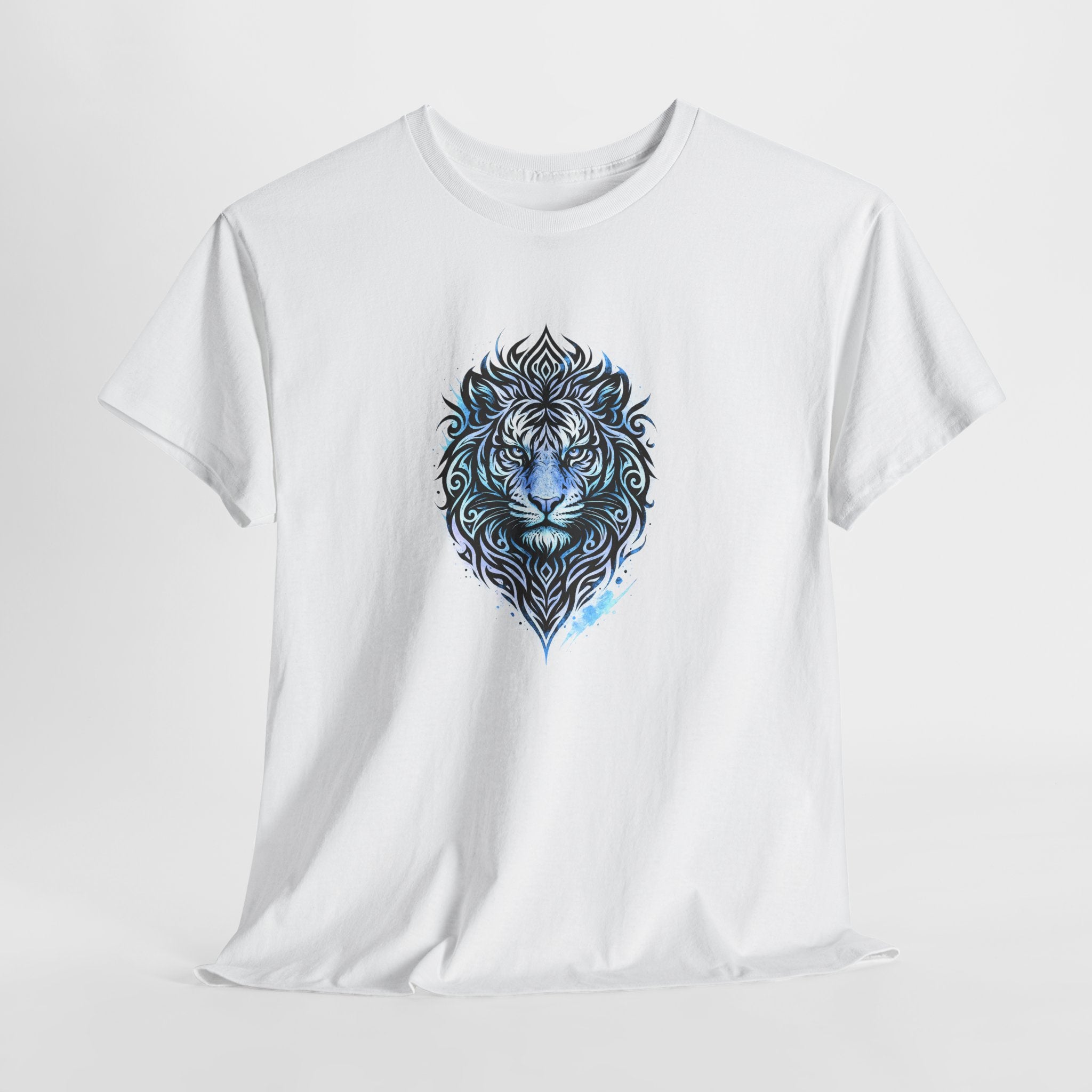 Tiger T-Shirt — Intricate Blue And White Tiger Graphic Tee
