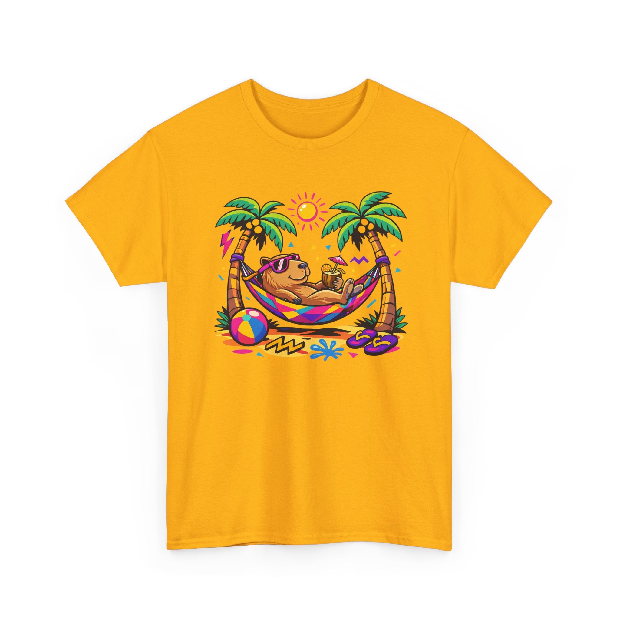 Beach Capybara Hammock T‑Shirt — Tropical Summer Vibes Graphic Tee