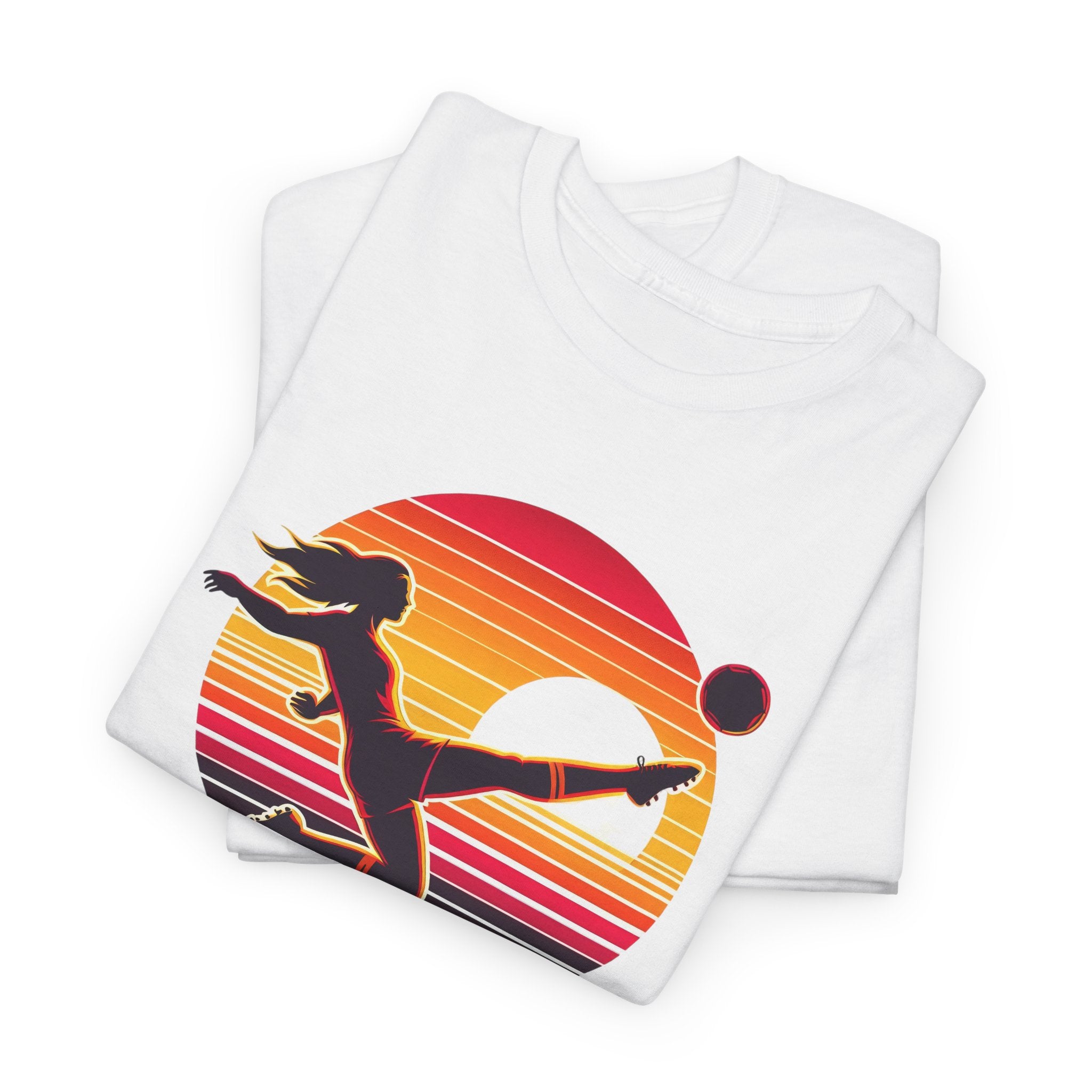 Football Soccer Silhouette Tee — Retro Sunset Football T-Shirt