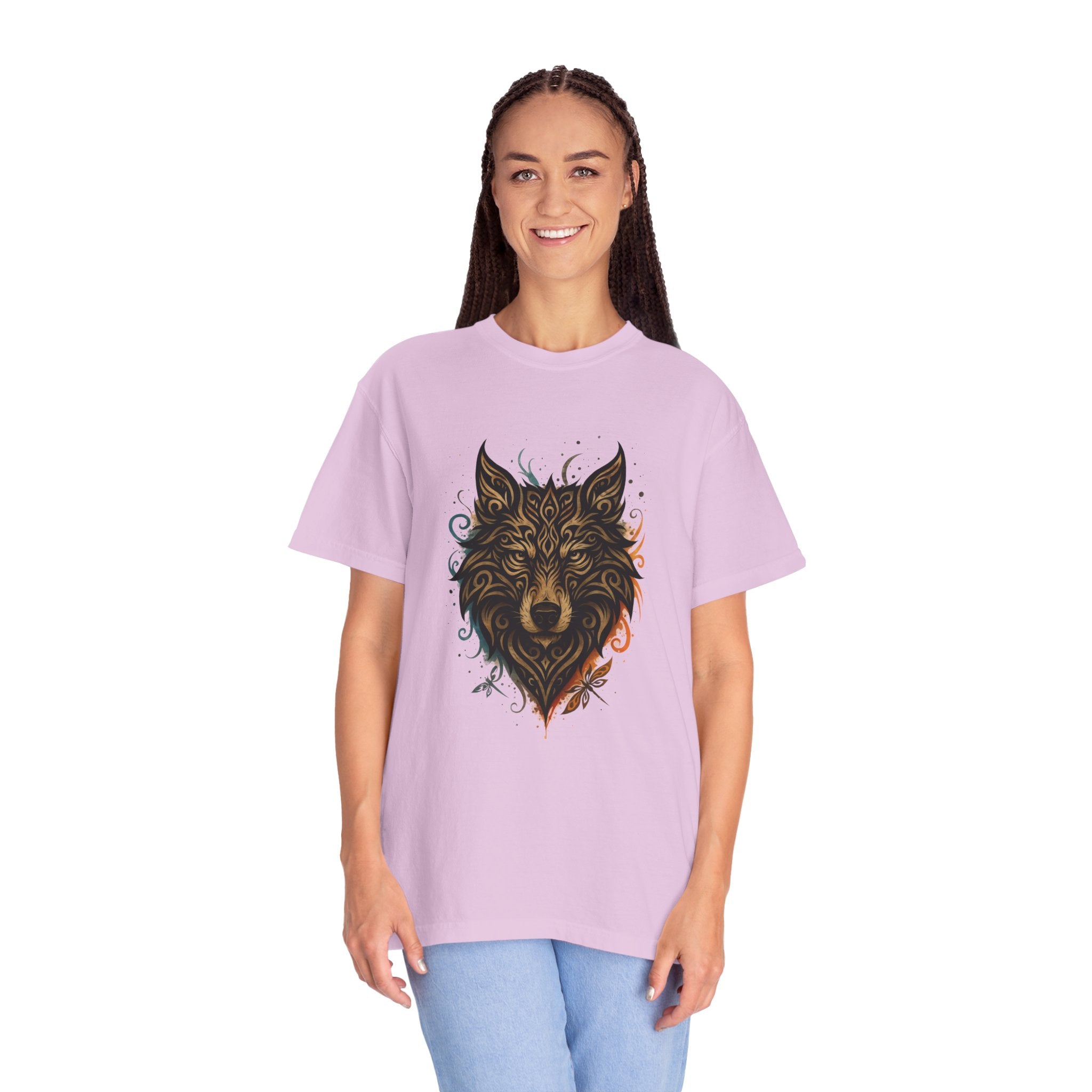 Wolf Head Graphic T-Shirt — Intricate Tribal Wolf Art Tee