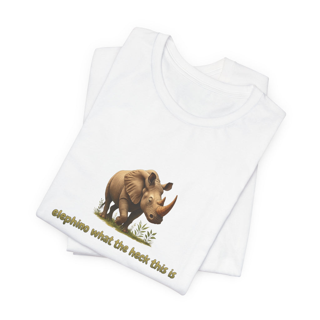 Elephant Rhino Graphic Tee — "elephino what the heck this is" Funny Wildlife T-Shirt