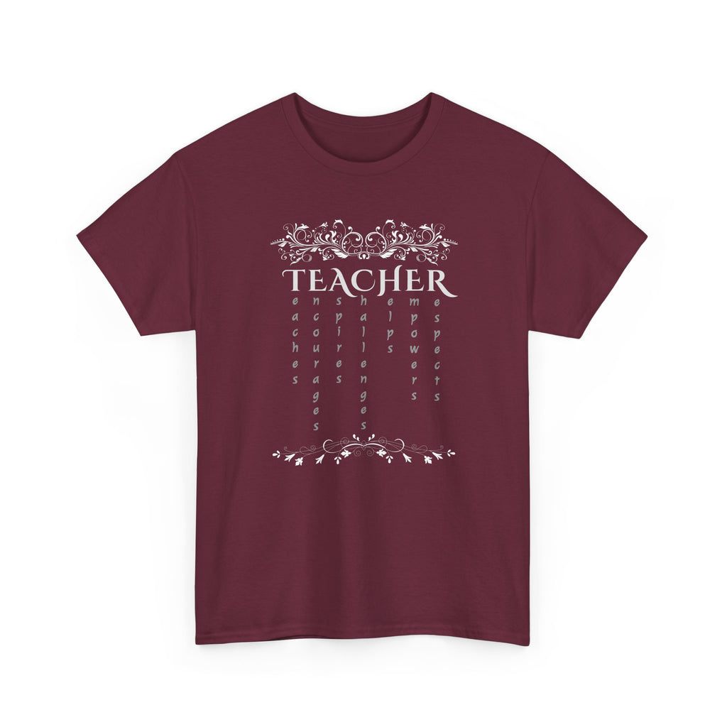 Teacher Floral Rain T-Shirt — Elegant Teacher Appreciation Tee