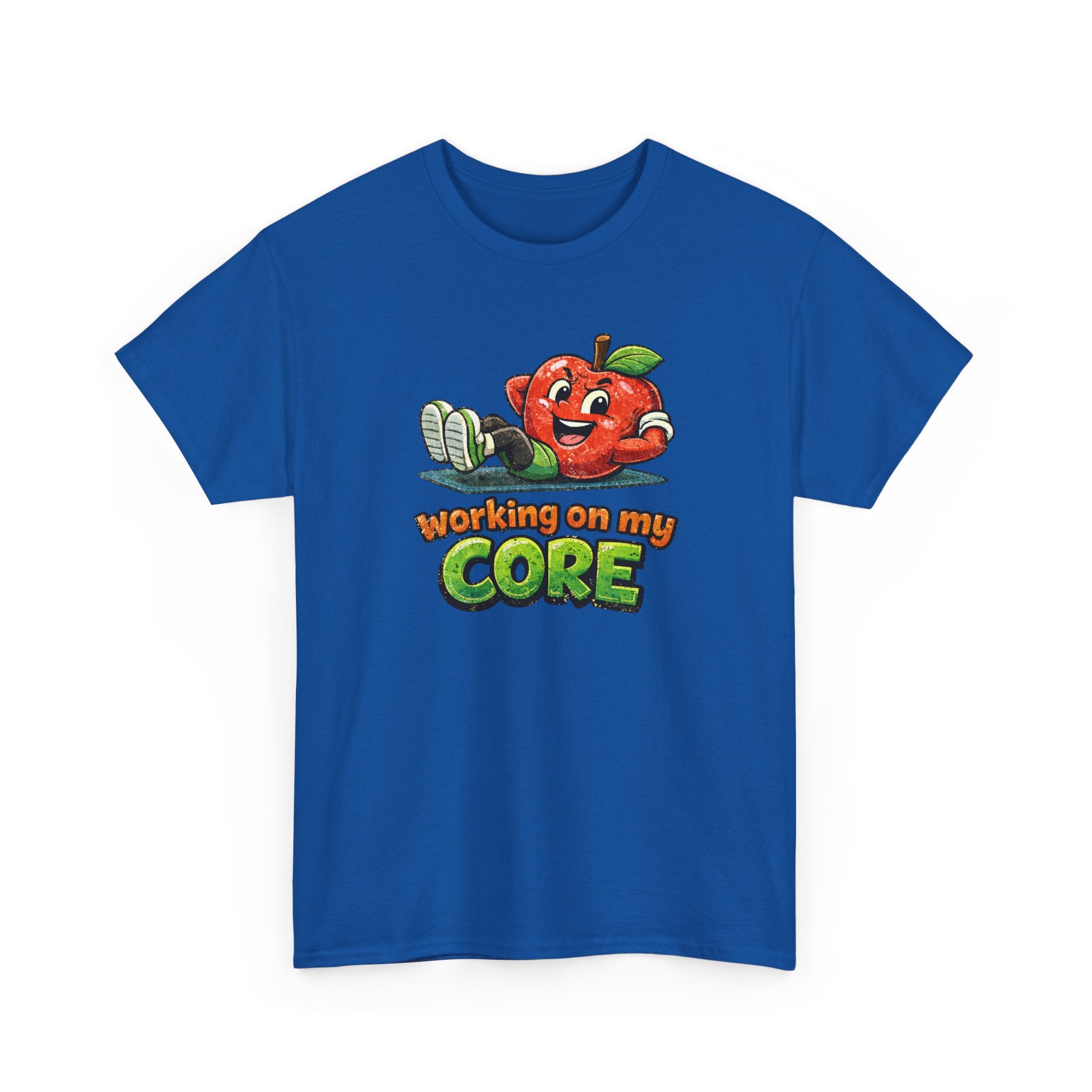 Working on My Core Funny Exercise T-Shirt —  Retro Apple Fitness Tee