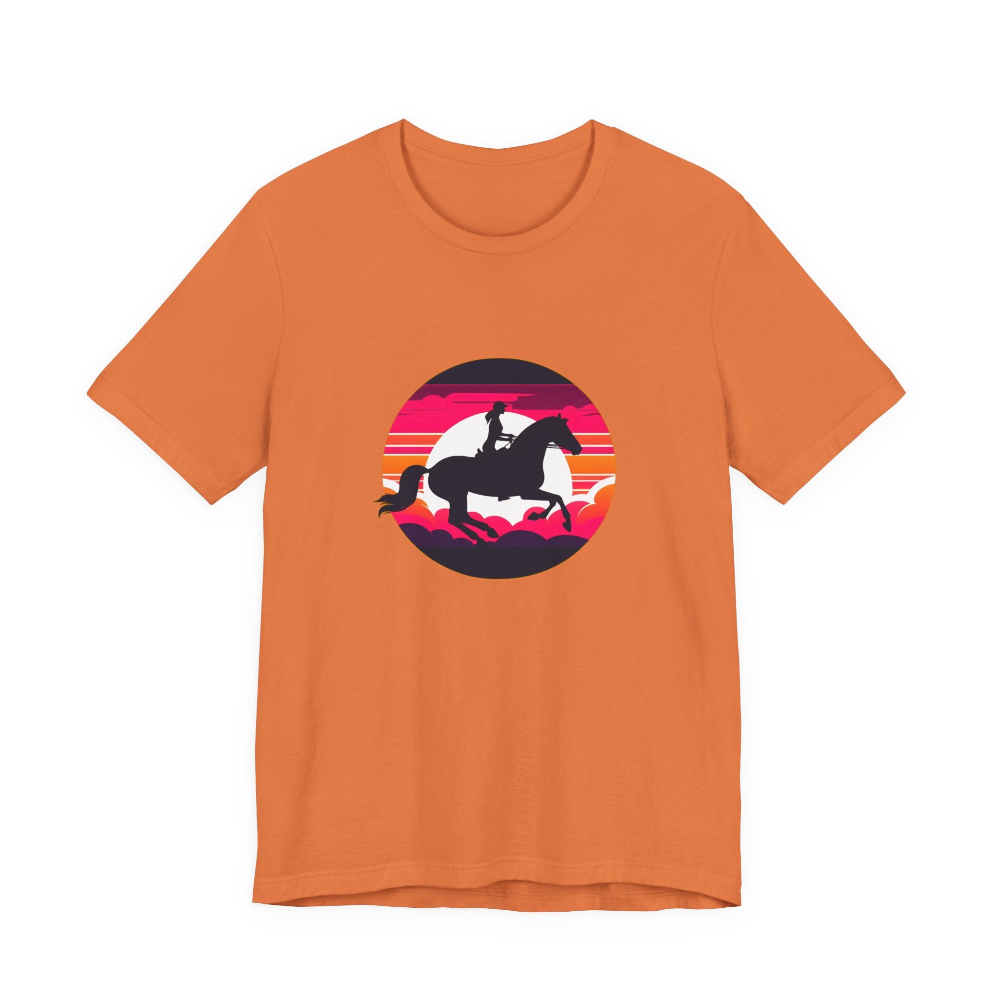 Woman Horse Riding Retro Sunset Tee