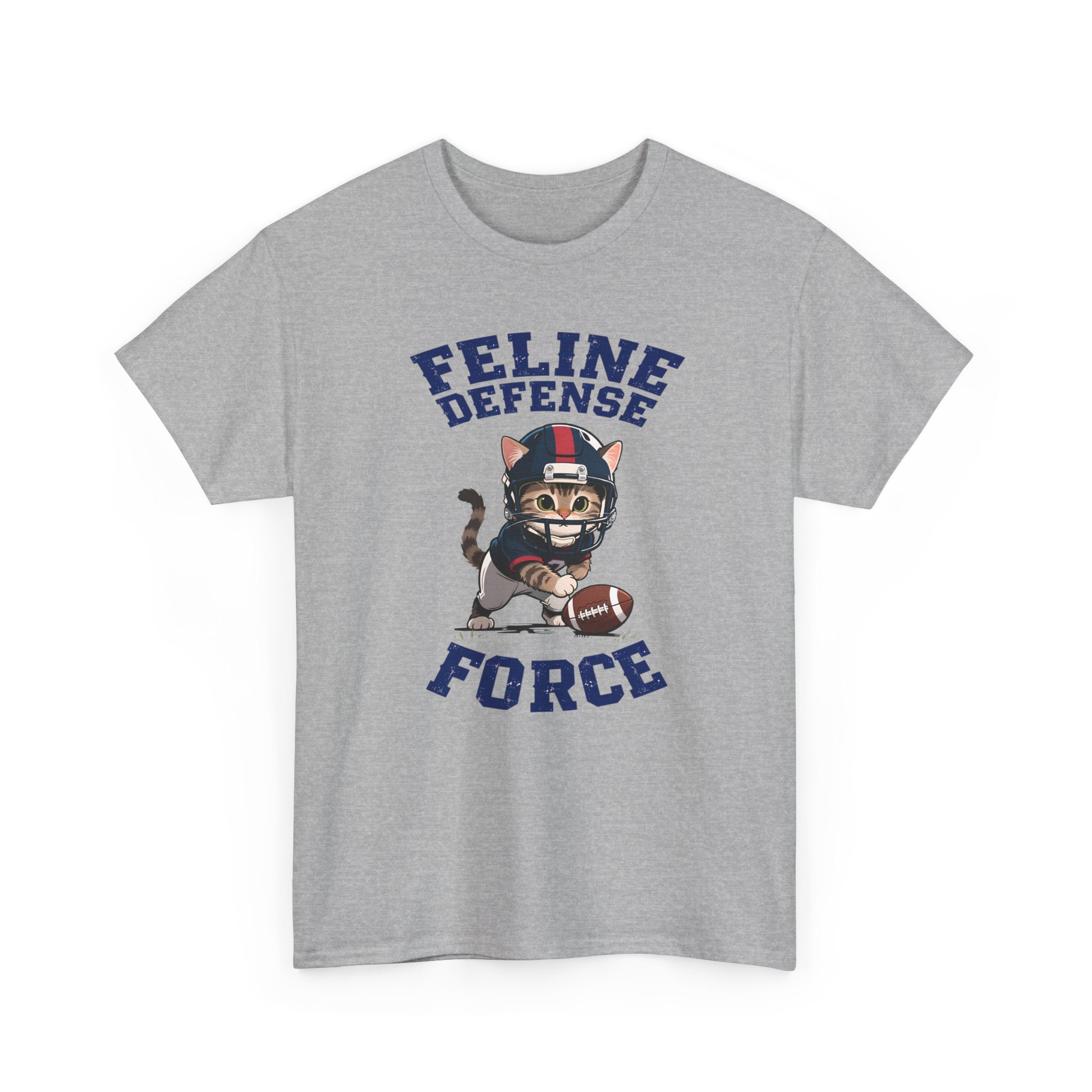 Feline Defense Force T-Shirt — Cute Football Cat Tee for Cat Lovers & Sports Fans