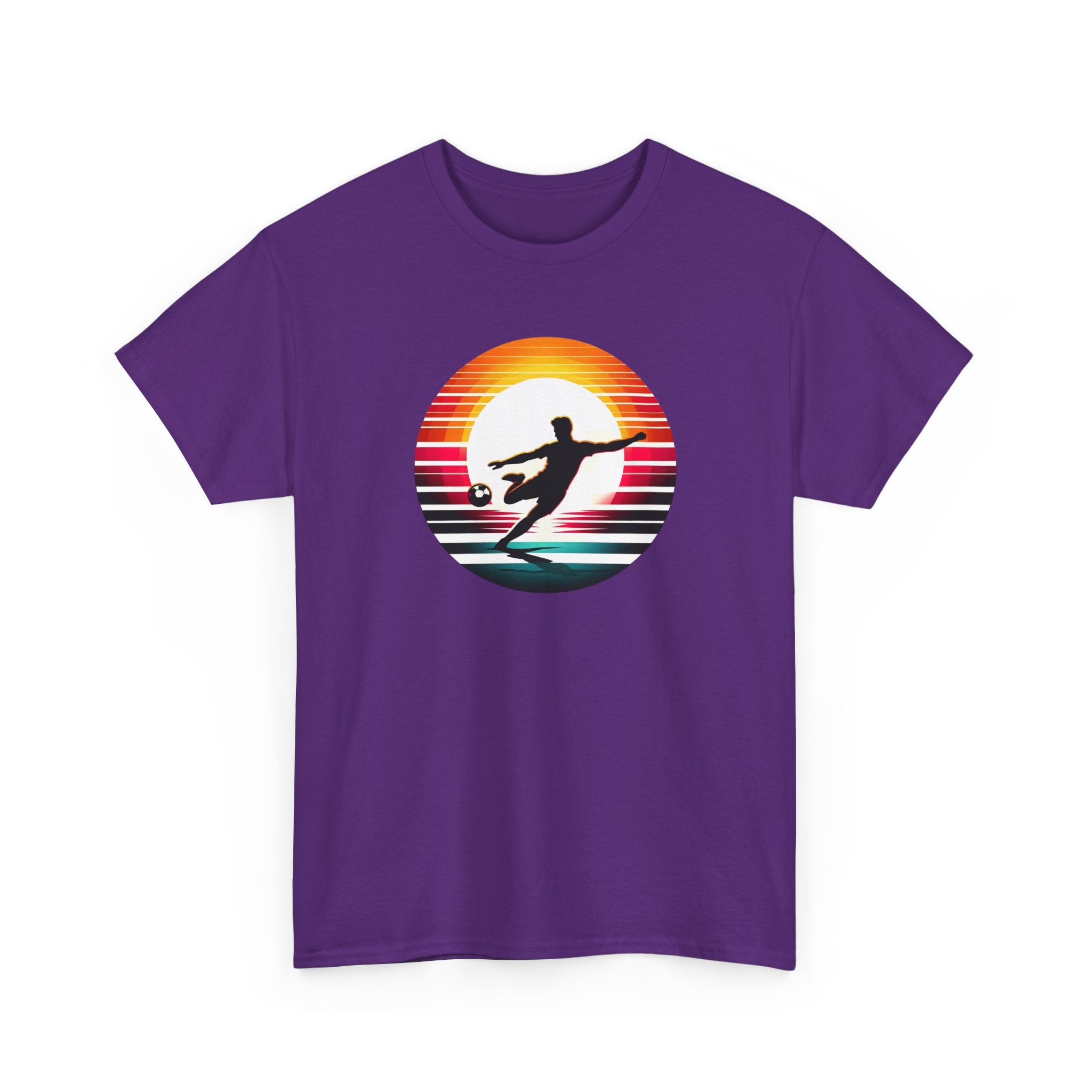 Football Soccer Silhouette Tee — Retro Sunset Soccer T-Shirt