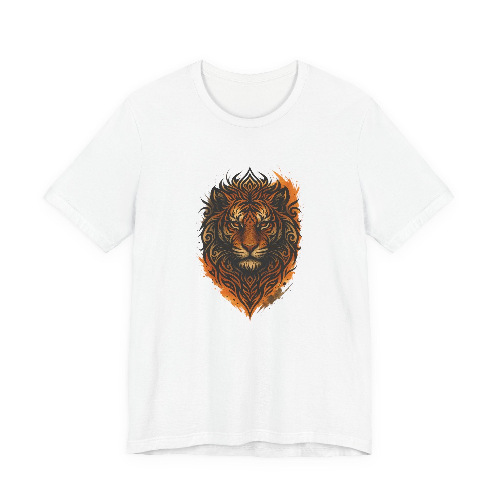 Tiger Flame Graphic T-Shirt — Tribal Tiger Head Design