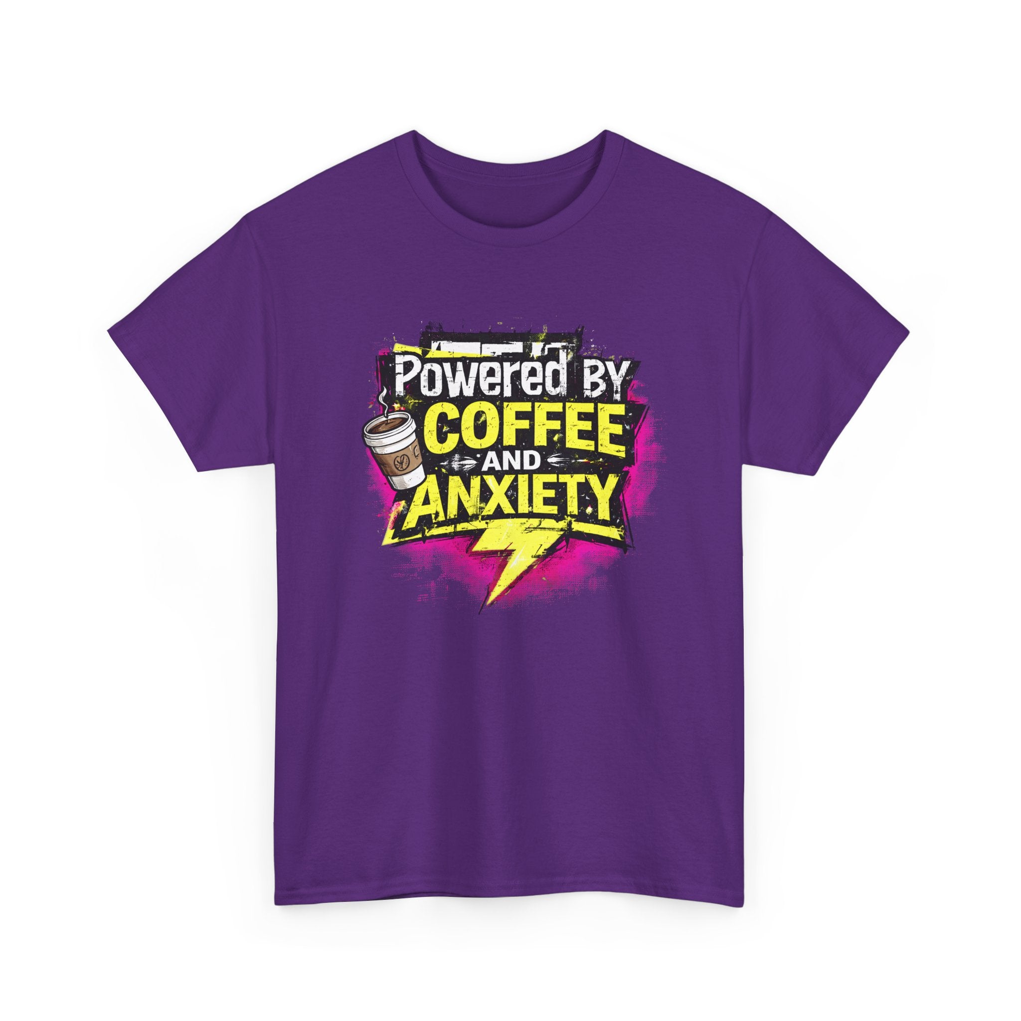 Funny Coffee & Anxiety T-Shirt — "Powered by Coffee and Anxiety" Graphic Tee