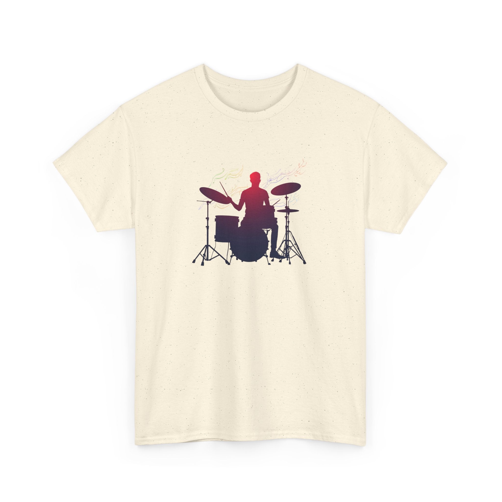 Drummer Silhouette T‑Shirt — Gradient Drum Kit Tee for Musicians & Band Fans