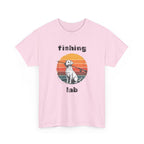 Fishing Lab T-Shirt — Retro Sunset Labrador Fishing Tee for Dog Lovers
