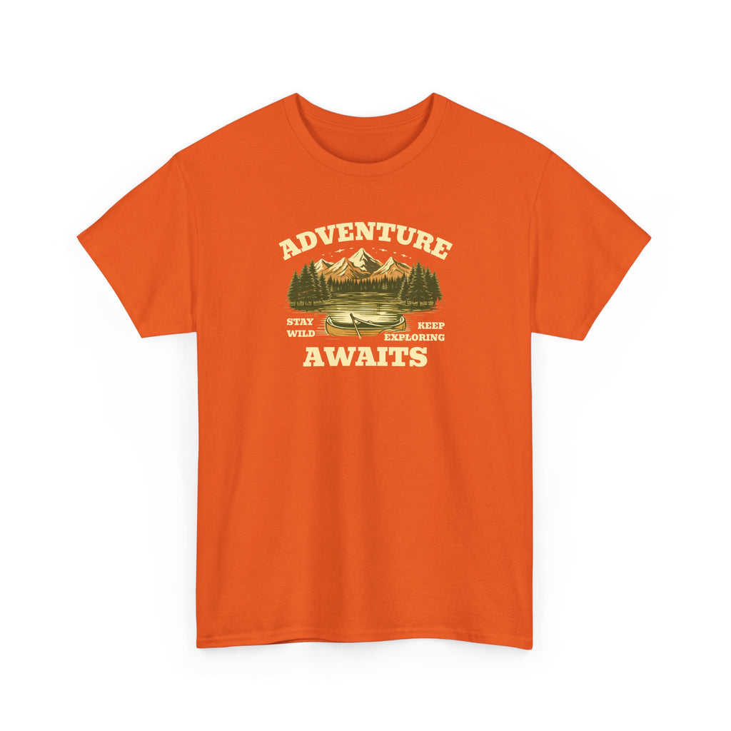 Adventure Awaits T-Shirt — Vintage Mountain Canoe Graphic Tee