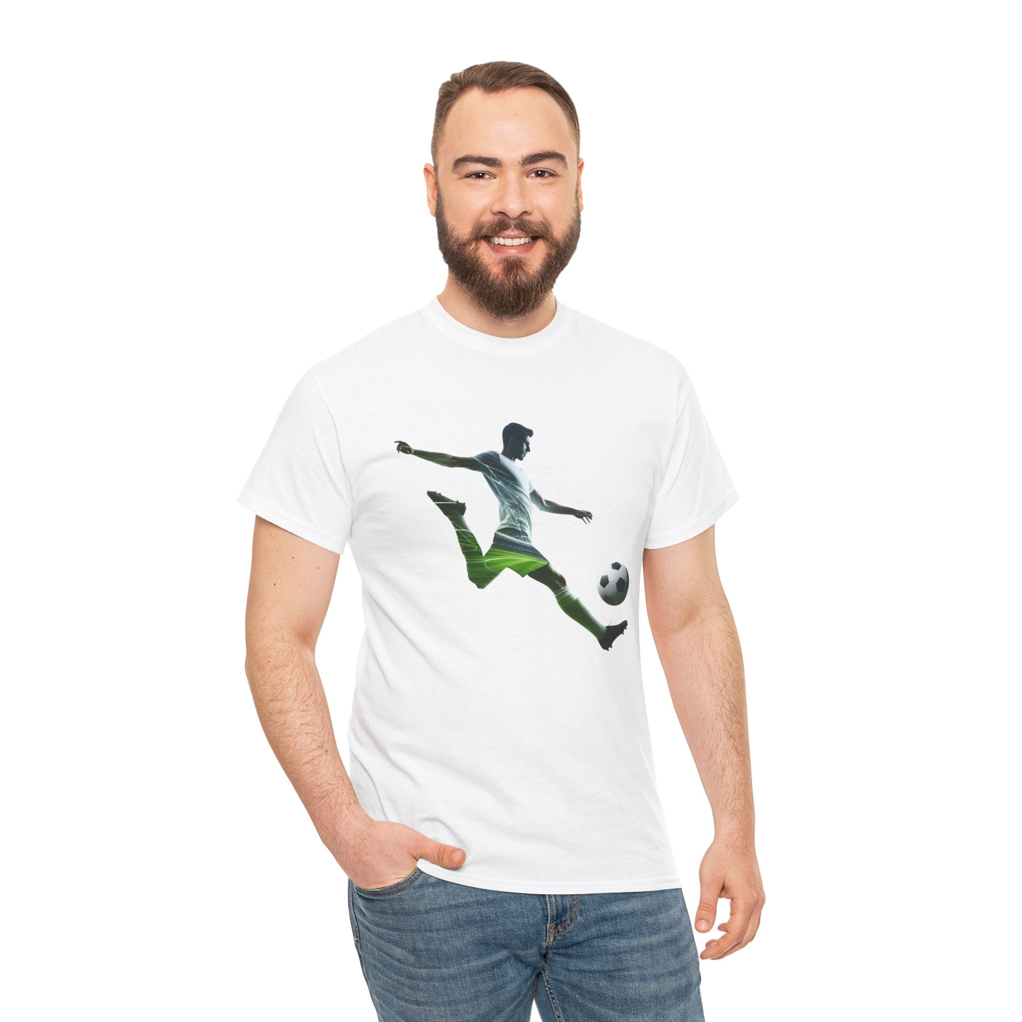 Soccer Player Silhouette Tee - Football Kick Graphic T-Shirt
