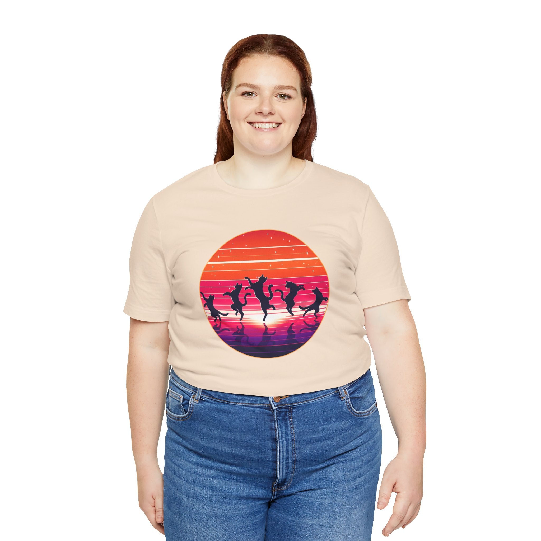 Retro Sunset Dancing Cats T-Shirt