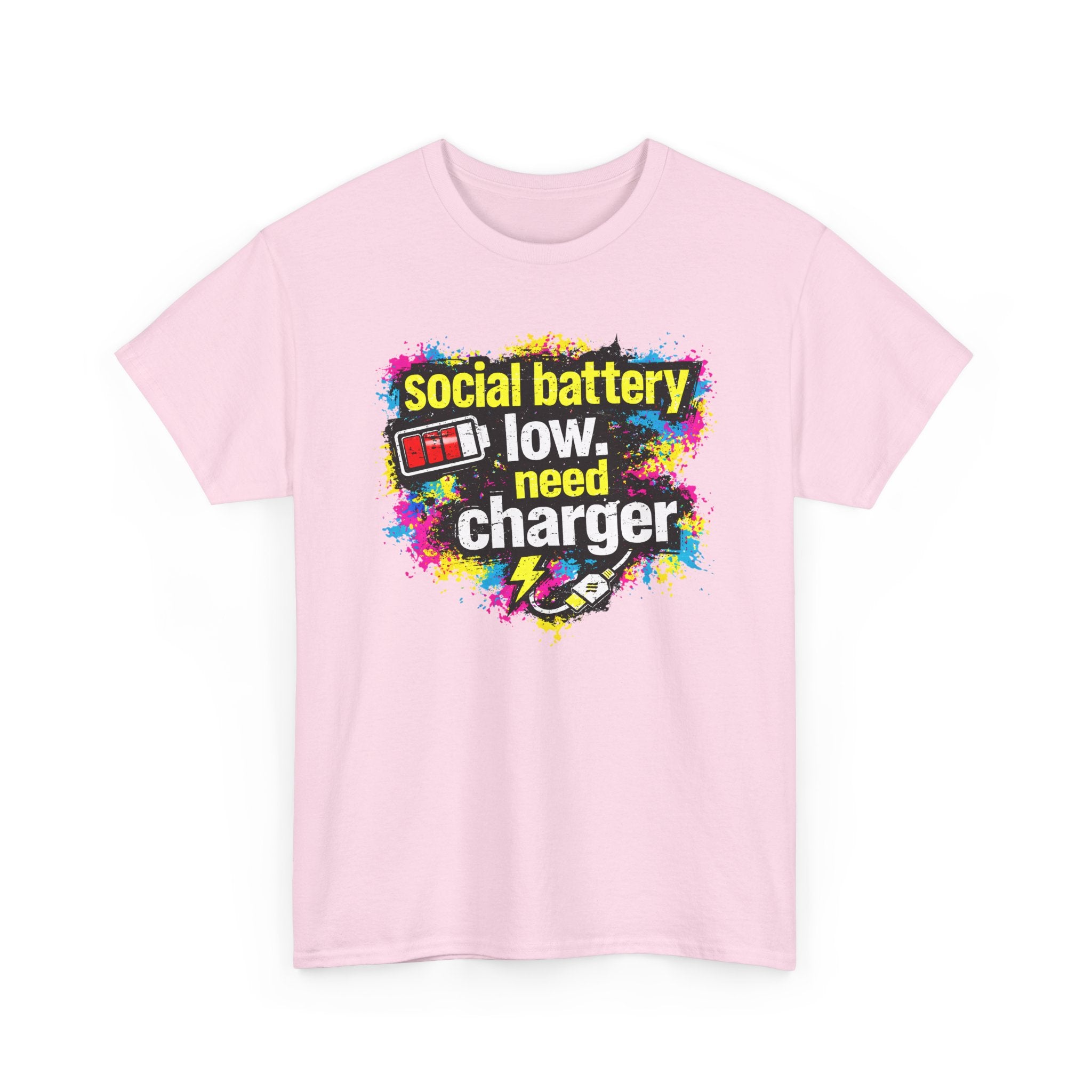 Social Battery Low Need Charger T-Shirt — Funny Sarcastic Introvert Graphic Tee