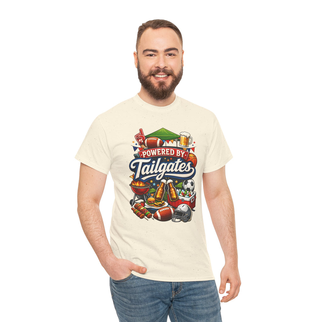 Powered By Tailgates T‑Shirt - Graphic Tee For Sports Fans