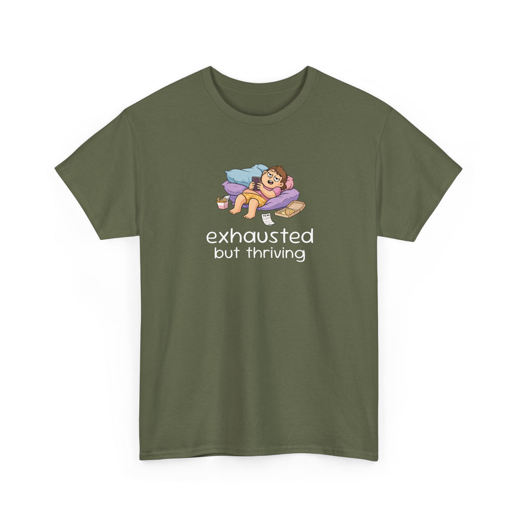 "Exhausted but Thriving" Cute Relaxed Graphic Tee