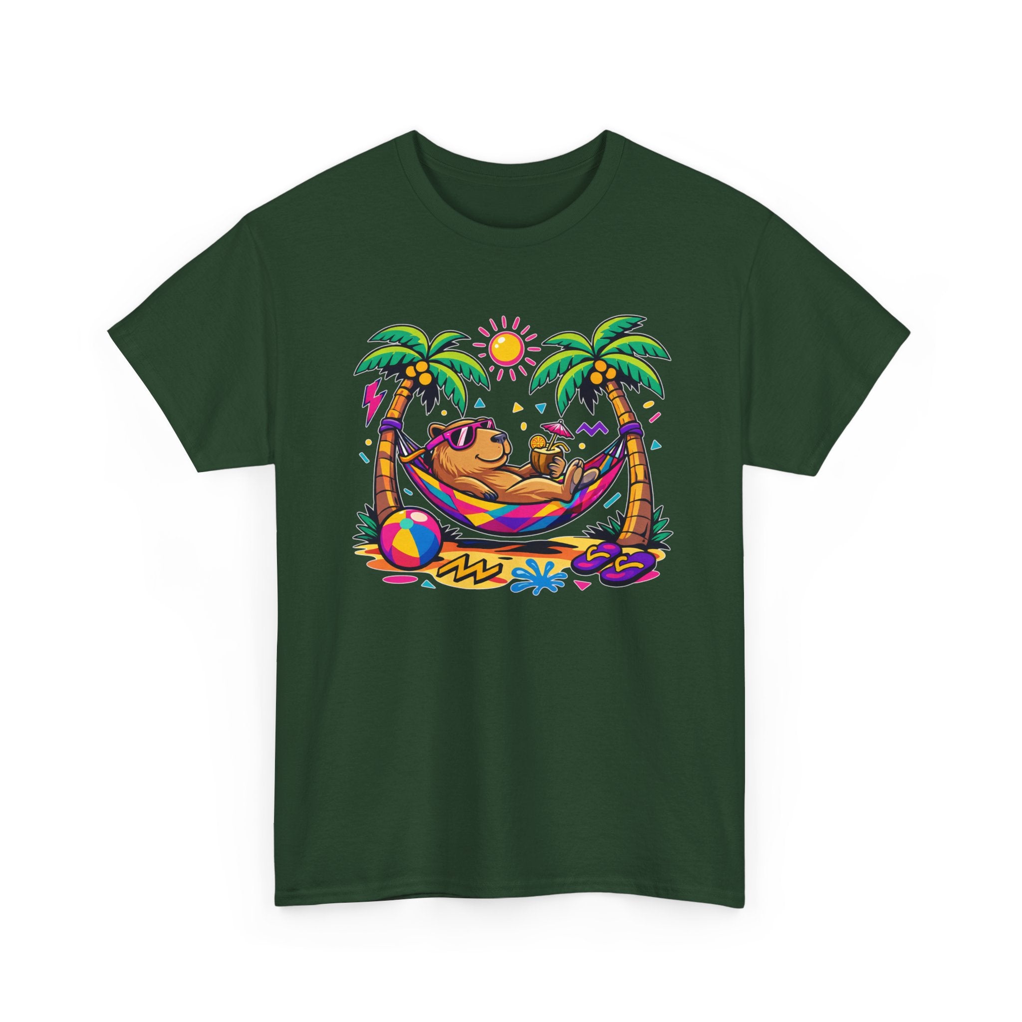 Beach Capybara Hammock T‑Shirt — Tropical Summer Vibes Graphic Tee