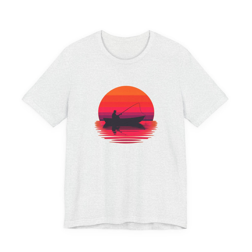 Fishing Sunset T‑Shirt — Retro Sunset Fisherman Boat Tee
