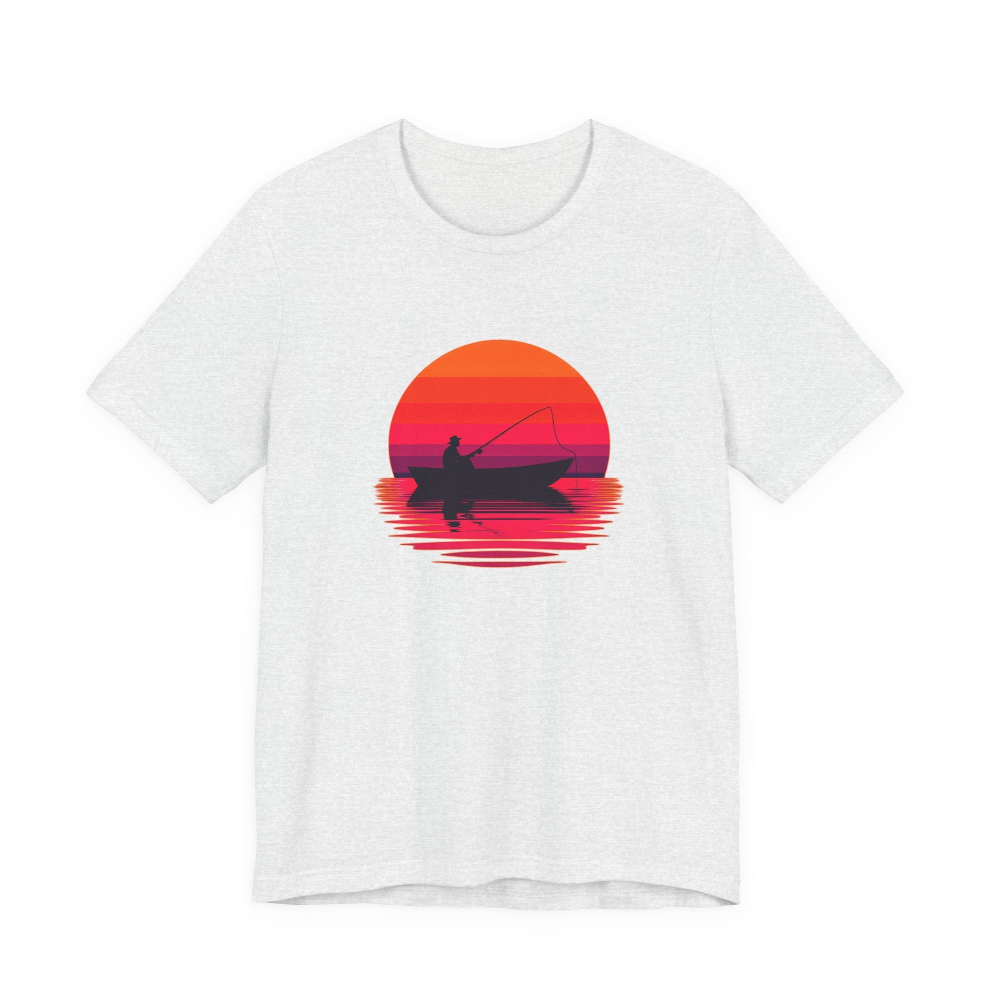 Fishing Sunset T‑Shirt — Retro Sunset Fisherman Boat Tee