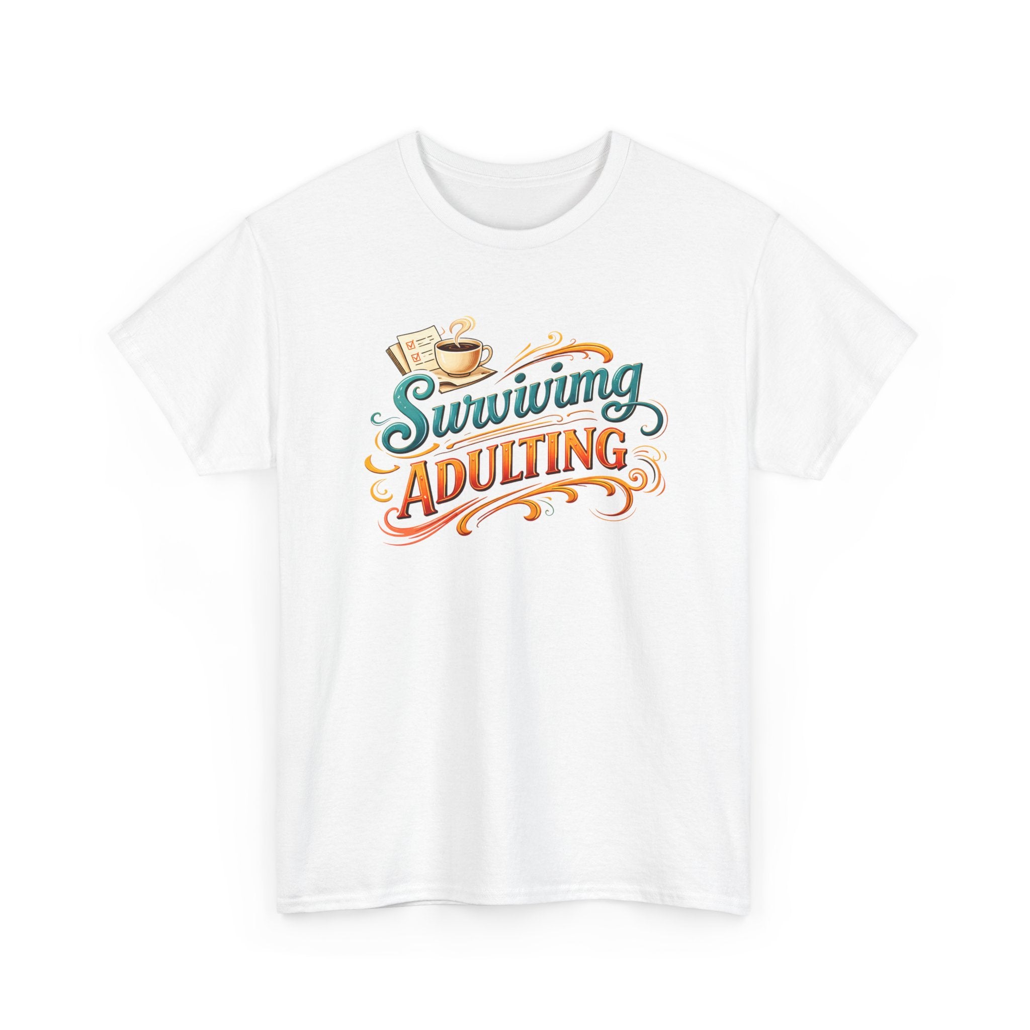 Surviving Adulting T-Shirt — Funny Retro Coffee Graphic Tee for Adults