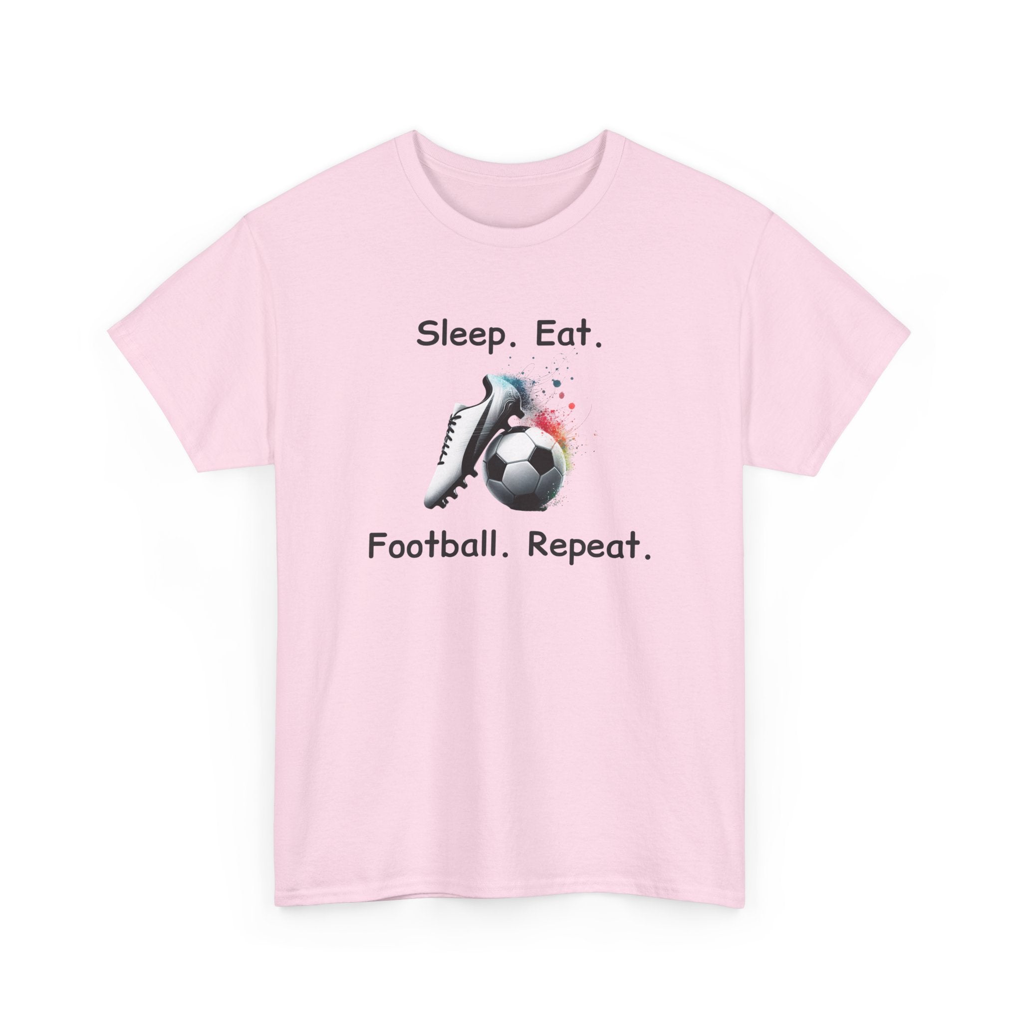 Football Soccer T-Shirt — "Sleep. Eat. Football. Repeat." Youth & Adult Crew Tee