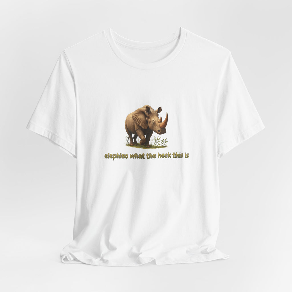 Elephant Rhino Graphic Tee — "elephino what the heck this is" Funny Wildlife T-Shirt
